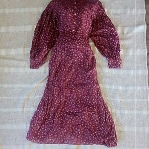 Isabel Etoilet Red Bishop Sleeve Sundress with Mandarin Collar